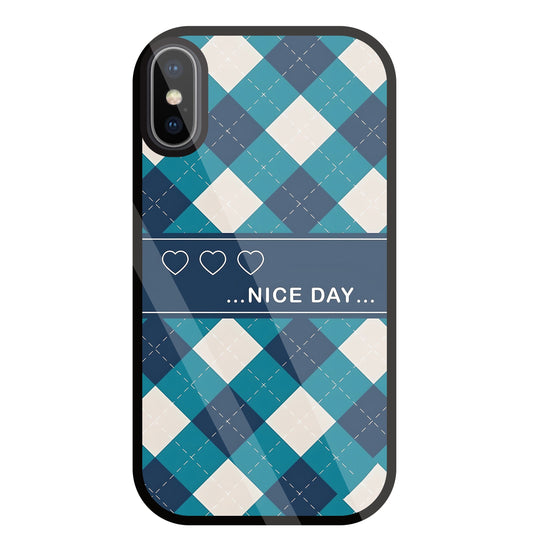 Argyle sweater pattern Glass Case For Apple iPhone X