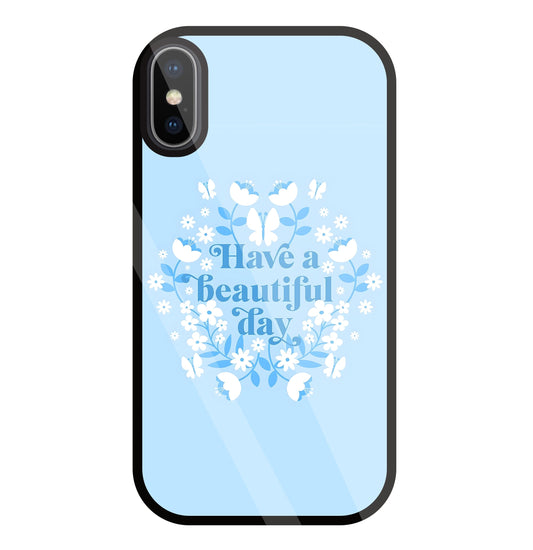 Have A Beautiful Day(Blue) Glass Case For Apple iPhone X