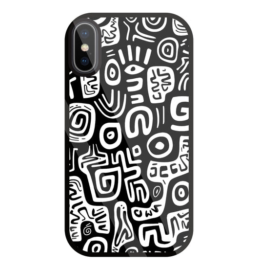 Black And White Doodle Art Glass Case For Apple iPhone X