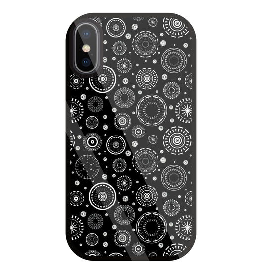 Black Circle Pattern Glass Case For Apple iPhone X