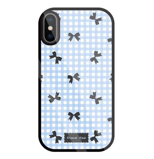 Black Ribbon With Check Pattern Glass Case For Apple iPhone X