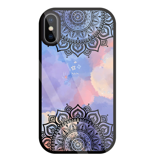 Colorful Mandala Pattern Glass Case For Apple iPhone X