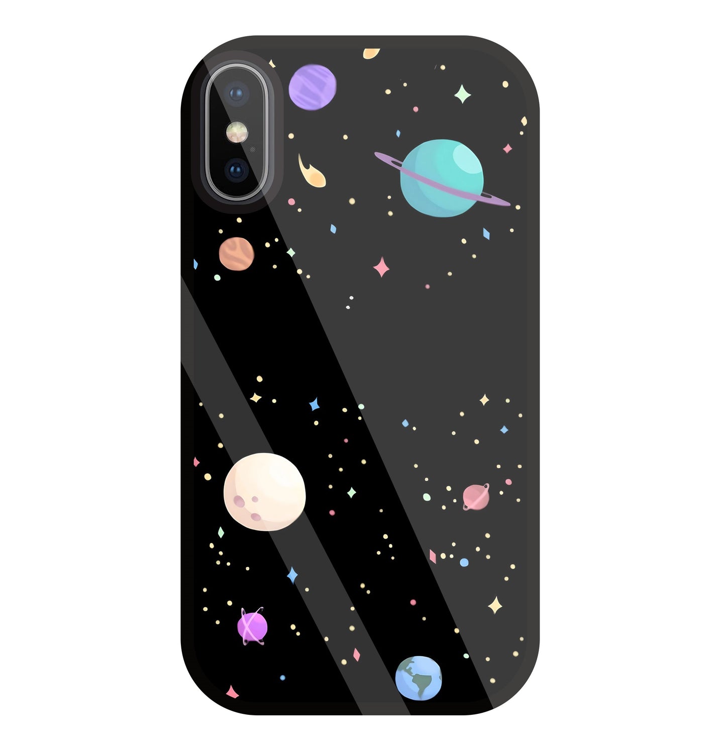 Colorful Space Glass Case For Apple iPhone X