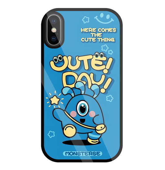 Cute Day! Monsterse Blue Glass Case For Apple iPhone X