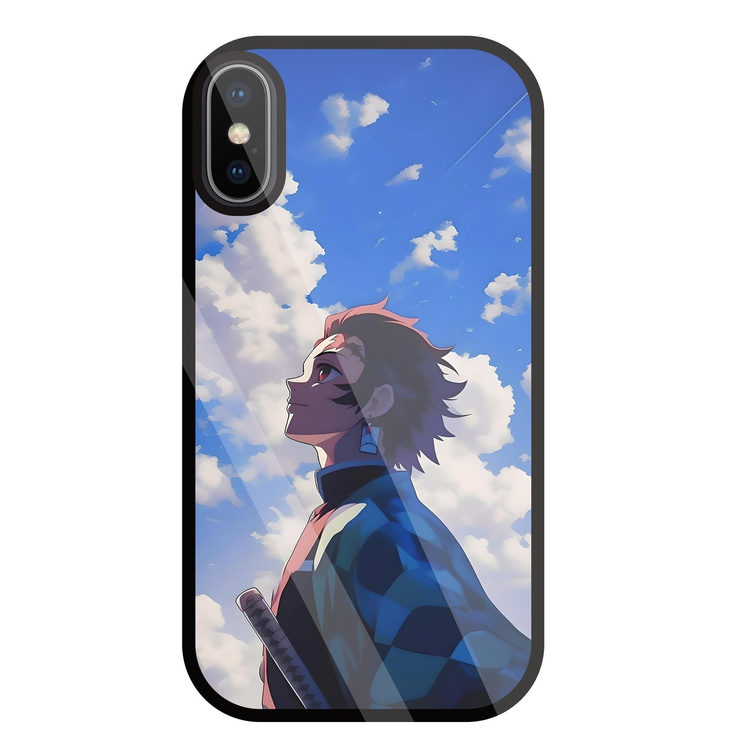Demon Slayer-Tanjiro Kamado Glass Case For Apple iPhone X