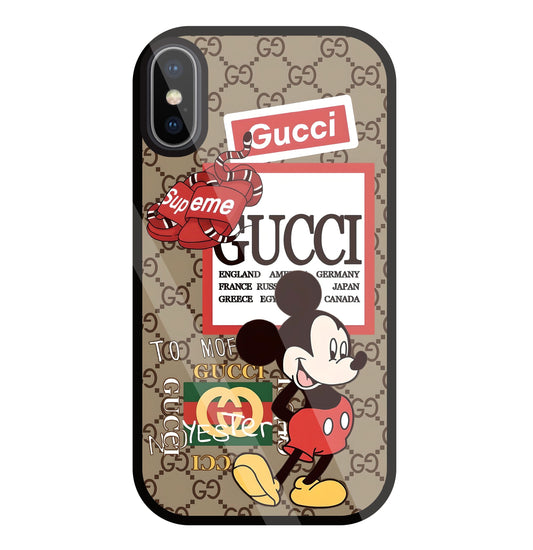 Gucci Mickey Glass Case For Apple iPhone X