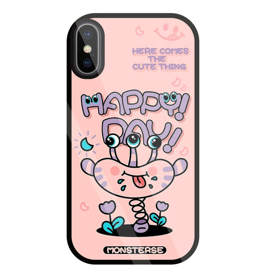 Happy Day Monsterse Pink Glass Case For Apple iPhone X