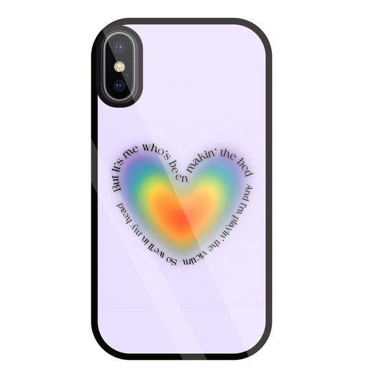 Heart With Neon Colour Glass Case For Apple iPhone X