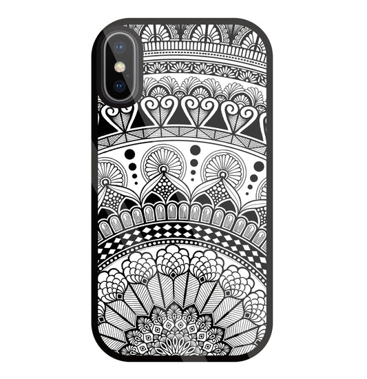 Mandala Pattern Black And White Glass Case For Apple iPhone X