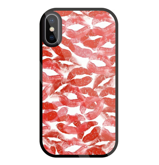 Multi Lips Kisses Glass Case For Apple iPhone X