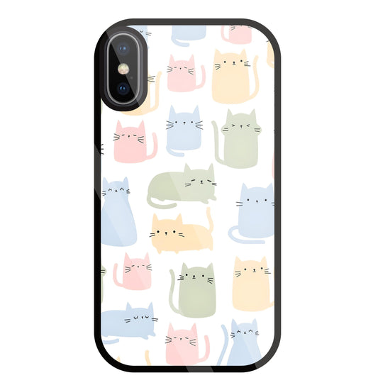 Multicolor cat Glass Case For Apple iPhone X