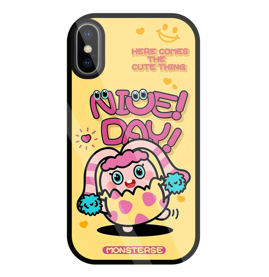 Nice Day Monsterse Yellow Glass Case For Apple iPhone X