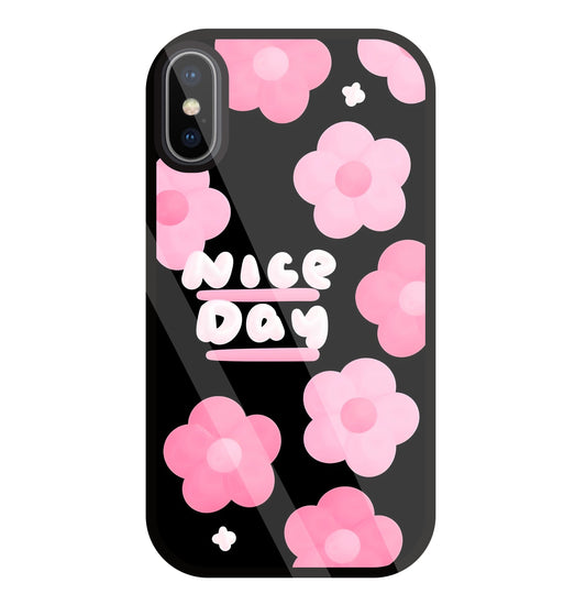 Nice Day Pink Flower Glass Case For Apple iPhone X