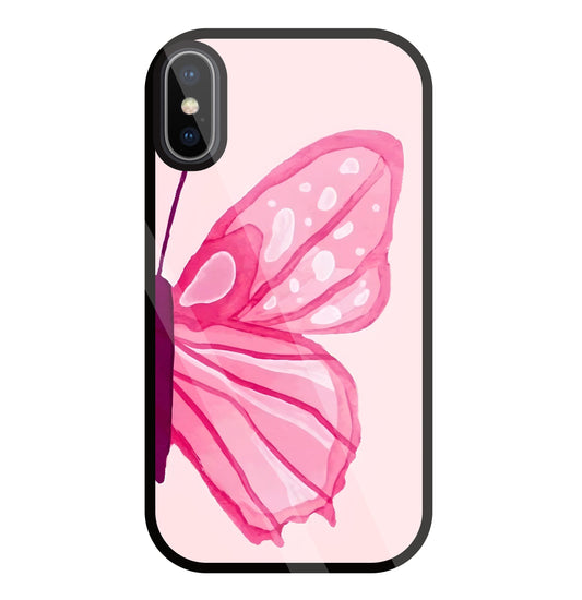 Pink ButterFly Art Glass Case For Apple iPhone X
