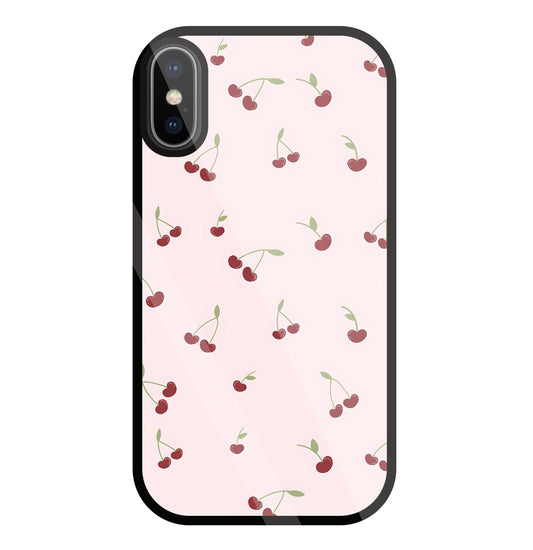 Pink Cherry Glass Case For Apple iPhone X
