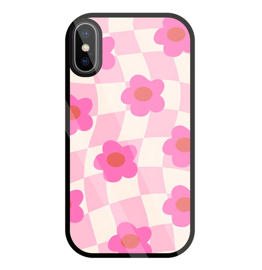Pink Flower Glass Case For Apple iPhone X