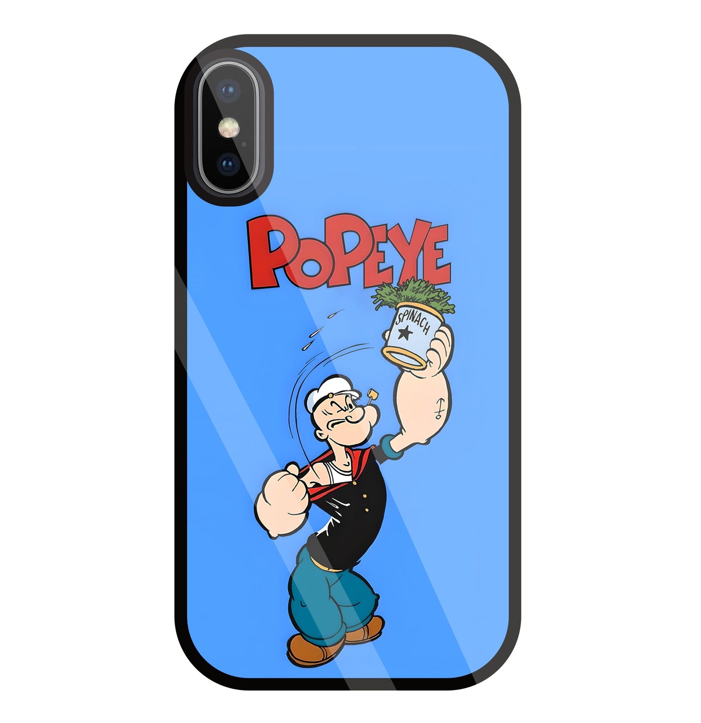 Popey In Blue Glass Case For Apple iPhone X