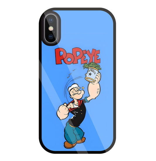 Popey In Blue Glass Case For Apple iPhone X