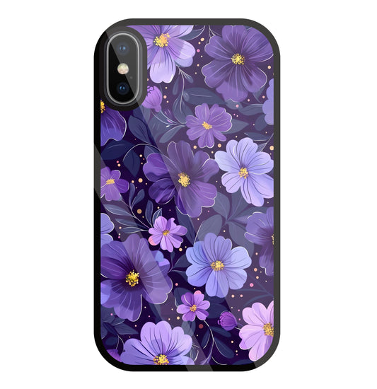 Purple Flower Blooms Glass Case For Apple iPhone X