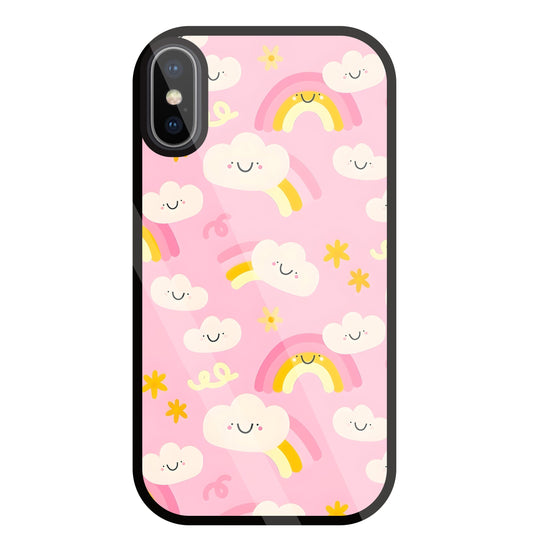 Smile Clouds With  Rainbow Glass Case For Apple iPhone X