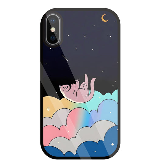 Space Cat Art Glass Case For Apple iPhone X