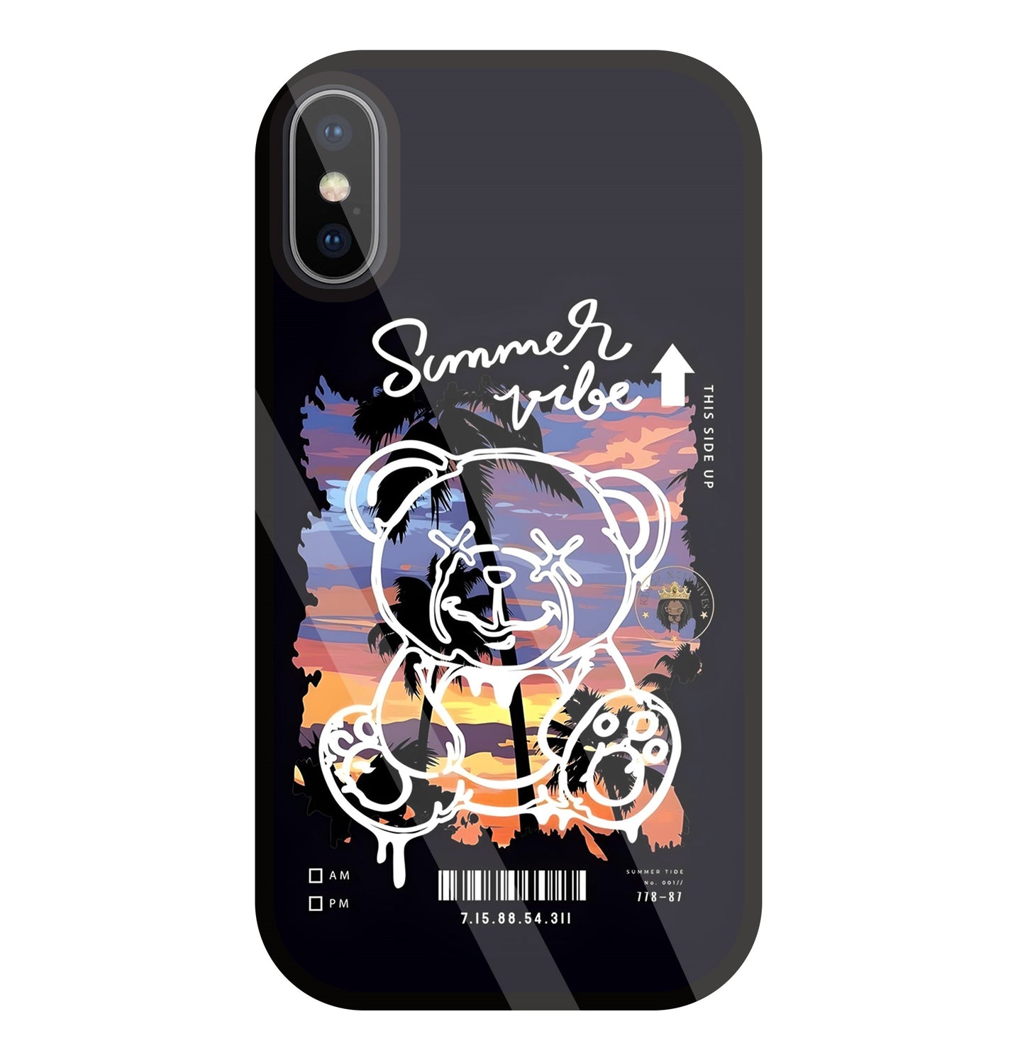 Summer Vibe Bear Glass Case For Apple iPhone X