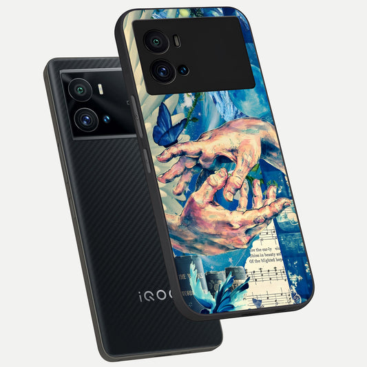  Aesthetic Divider phone case For iQOO 9 Pro showing premium glass back cover with detailed artwork