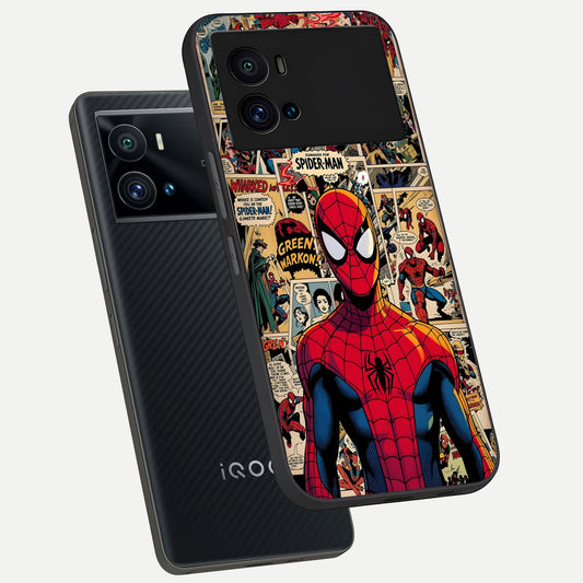  Aesthetic Spider phone case For iQOO 9 Pro showing premium glass back cover with detailed artwork