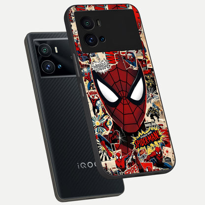  Aesthetic Wonder Spider phone case For iQOO 9 Pro showing premium glass back cover with detailed artwork