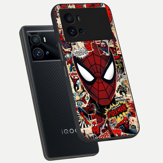  Aesthetic Wonder Spider phone case For iQOO 9 Pro showing premium glass back cover with detailed artwork