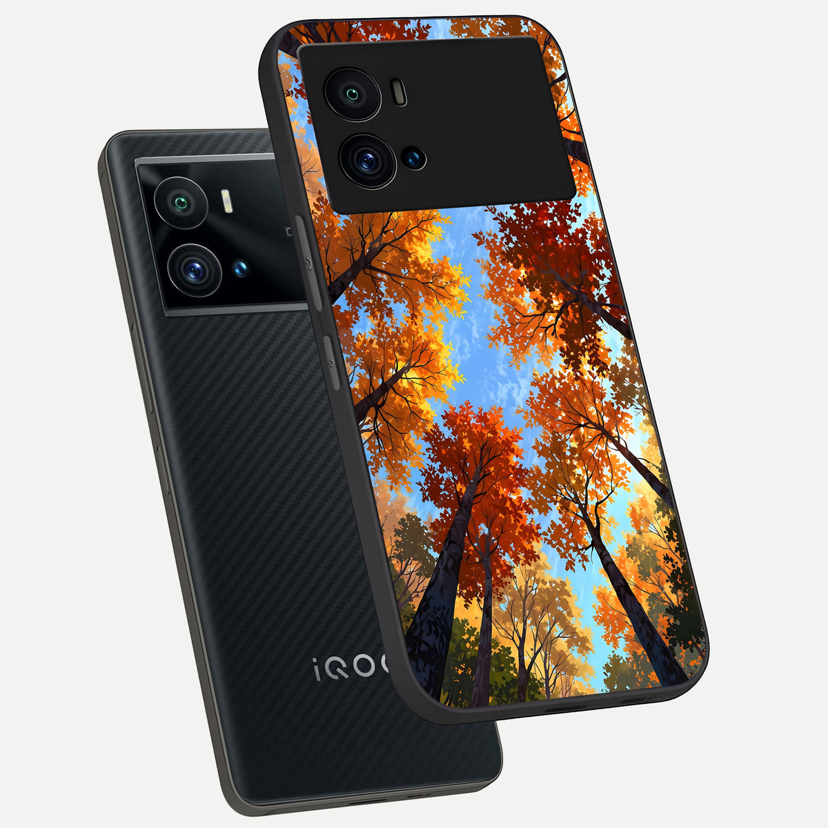 Autumn Sky Rise phone case For iQOO 9 Pro showing premium glass back cover with detailed artwork