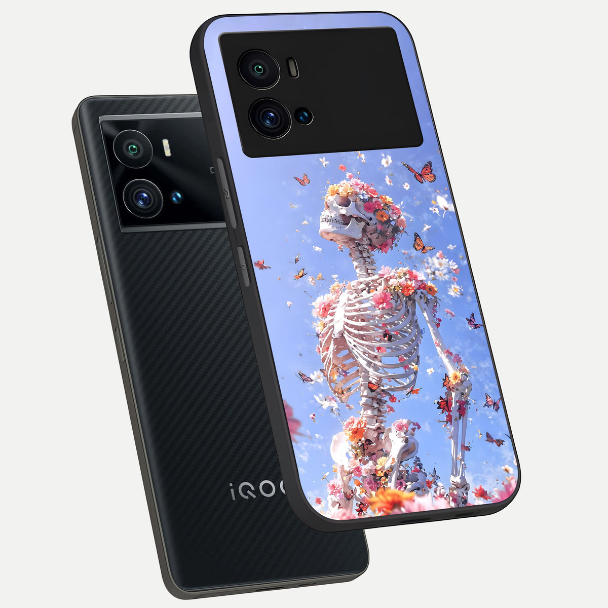  Bloom Beyond Bones phone case For iQOO 9 Pro showing premium glass back cover with detailed artwork