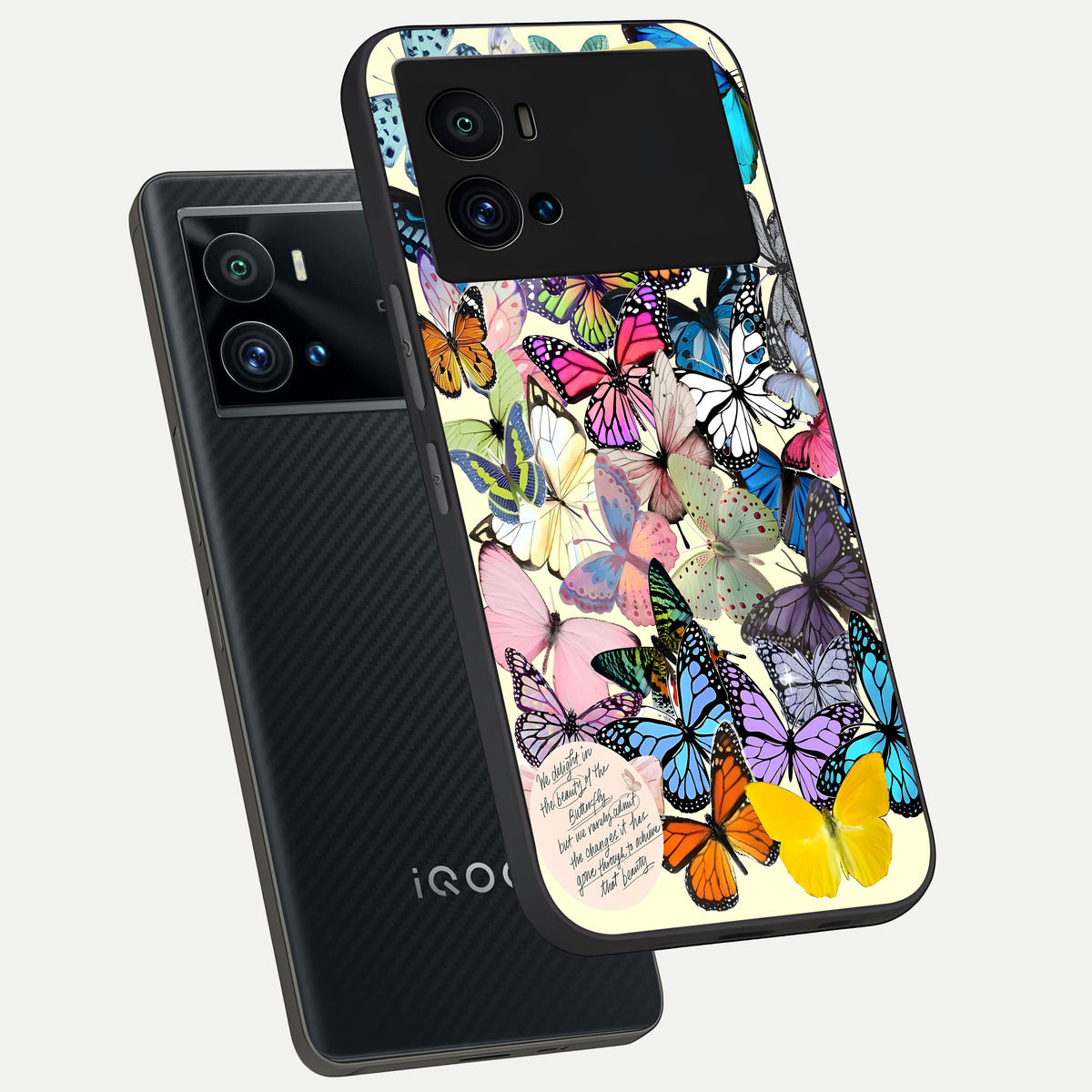  Butterflies Petal Dream phone case For iQOO 9 Pro showing premium glass back cover with detailed artwork