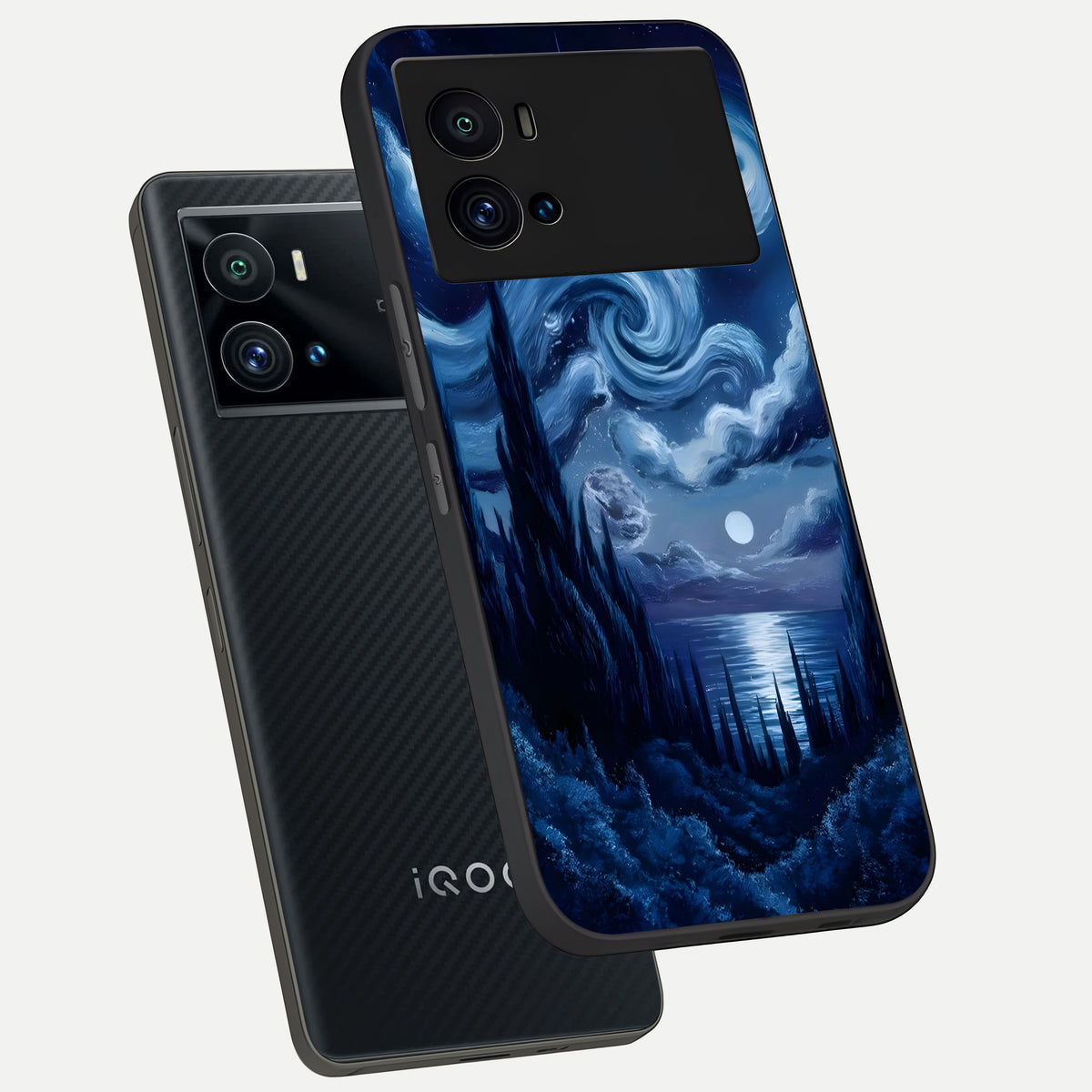  Celestial Dream Van Gogh phone case For iQOO 9 Pro showing premium glass back cover with detailed artwork