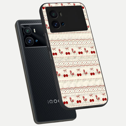  Cherry Bloom Charm phone case For iQOO 9 Pro showing premium glass back cover with detailed artwork