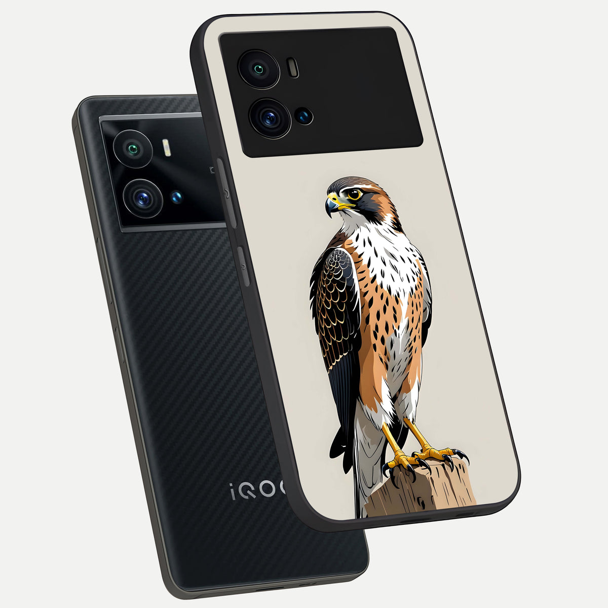  Clever Eagle phone case For iQOO 9 Pro showing premium glass back cover with detailed artwork