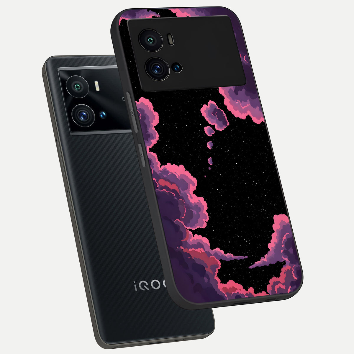  Cosmic Cloud Journey phone case For iQOO 9 Pro showing premium glass back cover with detailed artwork