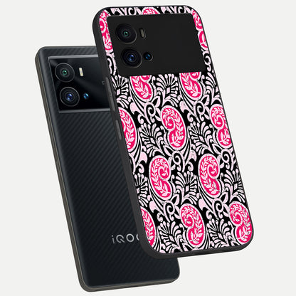 Crimson Paisley Charm phone case For iQOO 9 Pro showing premium glass back cover with detailed artwork