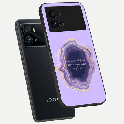  Damned People Quote phone case For iQOO 9 Pro showing premium glass back cover with detailed artwork