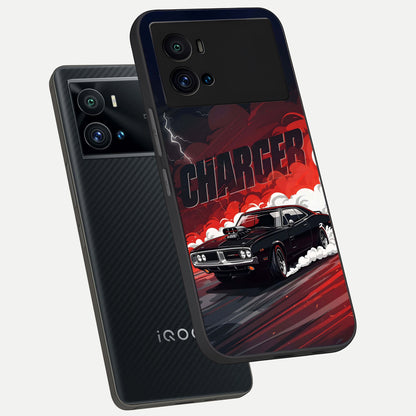  Dark Charger Fury phone case For iQOO 9 Pro showing premium glass back cover with detailed artwork