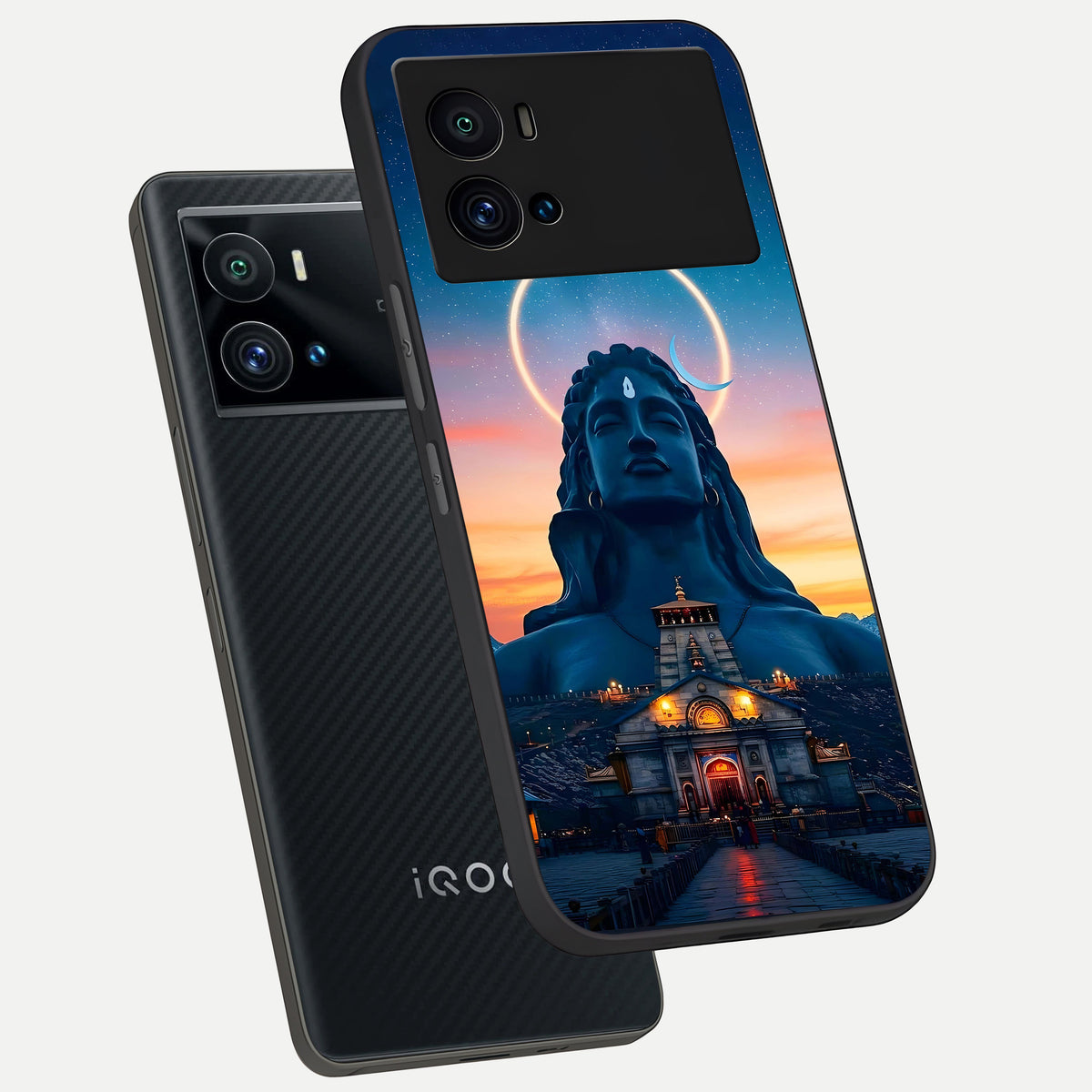  Eternal Shiva Aura phone case For iQOO 9 Pro showing premium glass back cover with detailed artwork