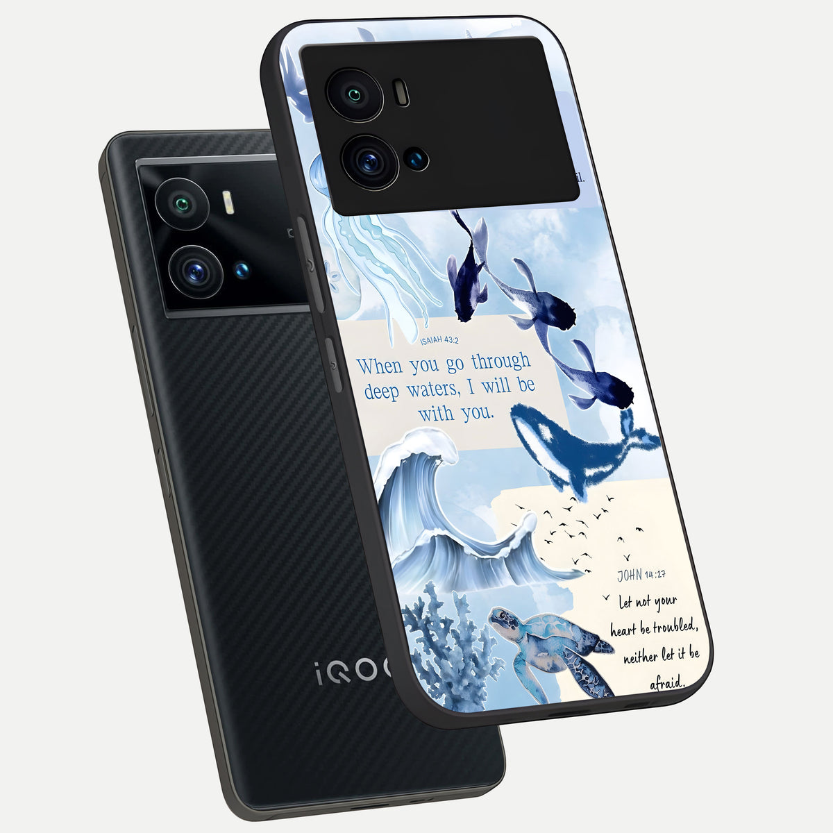  Faithful Ocean Promise phone case For iQOO 9 Pro showing premium glass back cover with detailed artwork