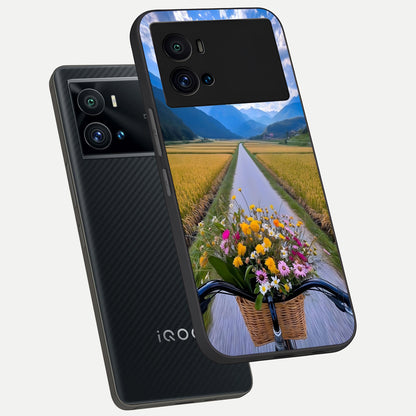  Golden Field Journey phone case For iQOO 9 Pro showing premium glass back cover with detailed artwork