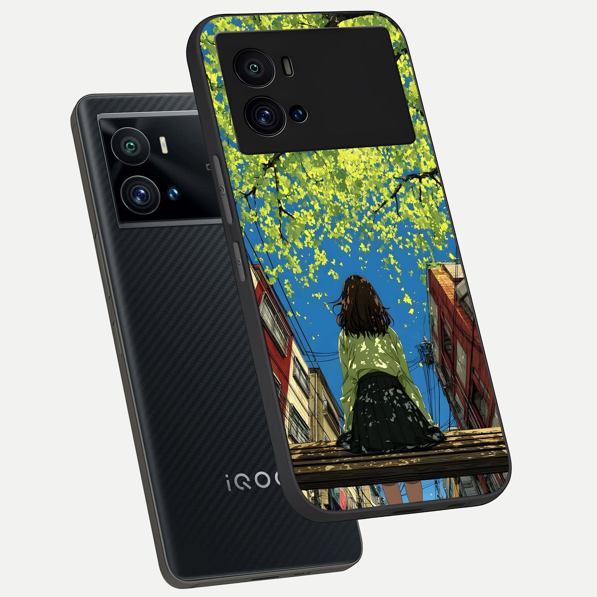  Golden Leaves Glow phone case For iQOO 9 Pro showing premium glass back cover with detailed artwork