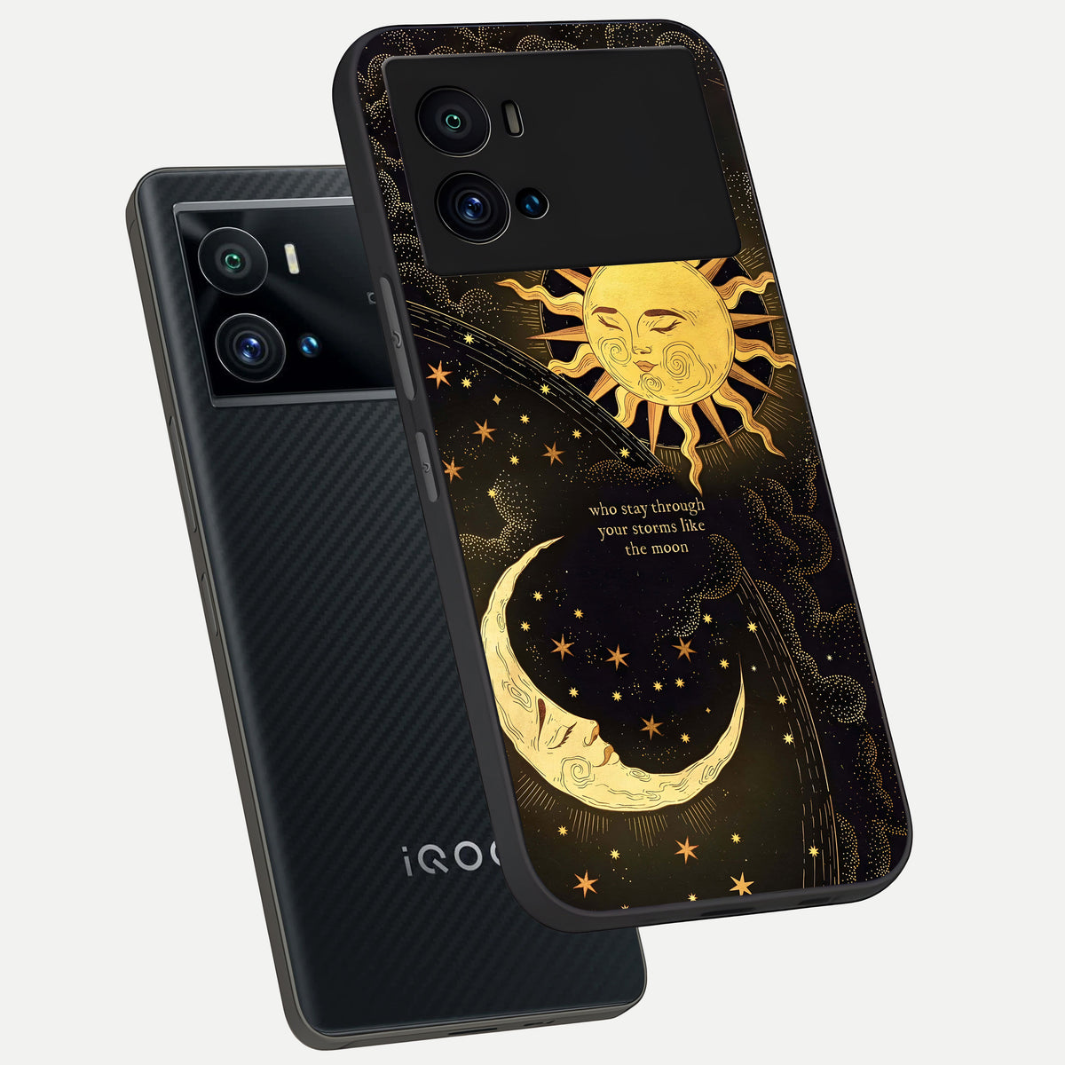  Golden Lunar Love phone case For iQOO 9 Pro showing premium glass back cover with detailed artwork