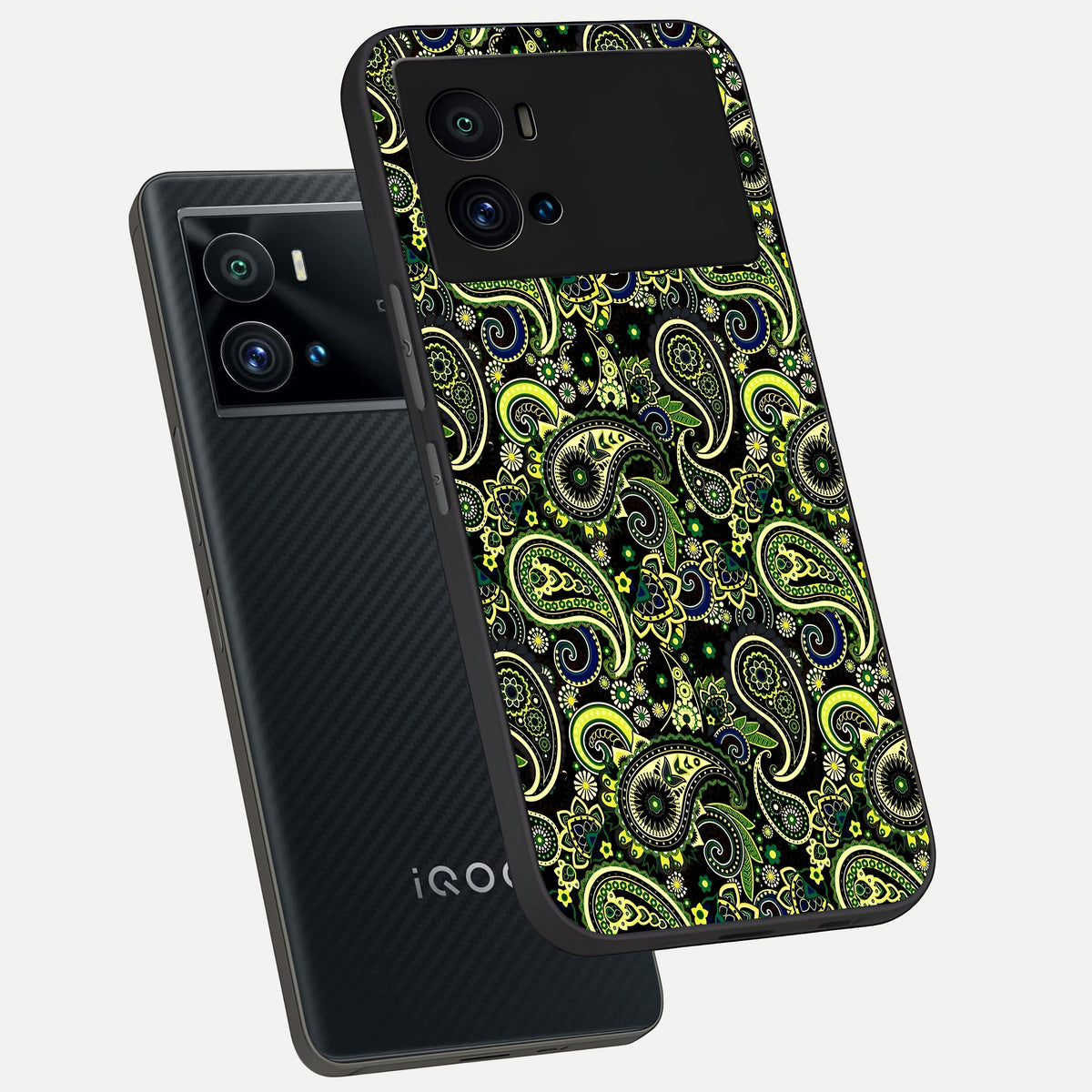  Green Lemon phone case For iQOO 9 Pro showing premium glass back cover with detailed artwork