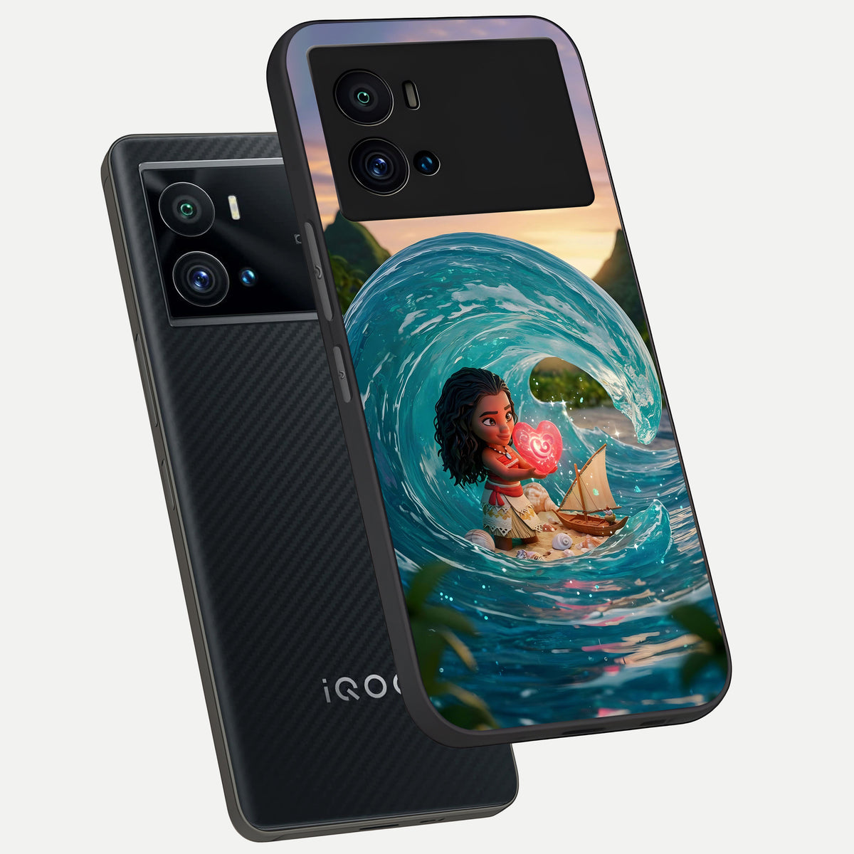  Heart of Ocean phone case For iQOO 9 Pro showing premium glass back cover with detailed artwork