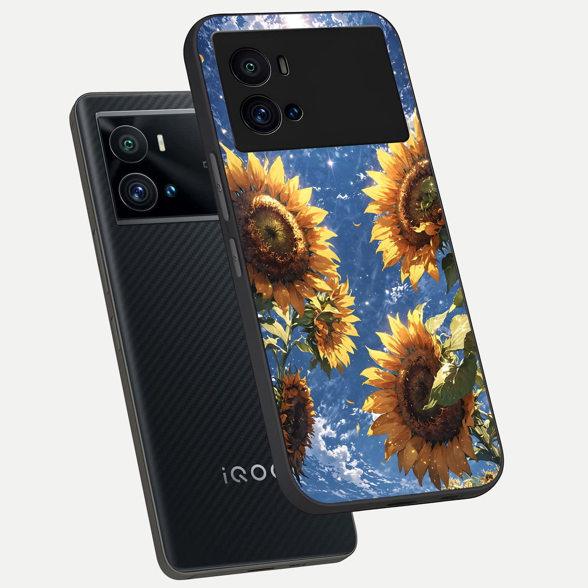  Heavenly Sunflower Rise phone case For iQOO 9 Pro showing premium glass back cover with detailed artwork