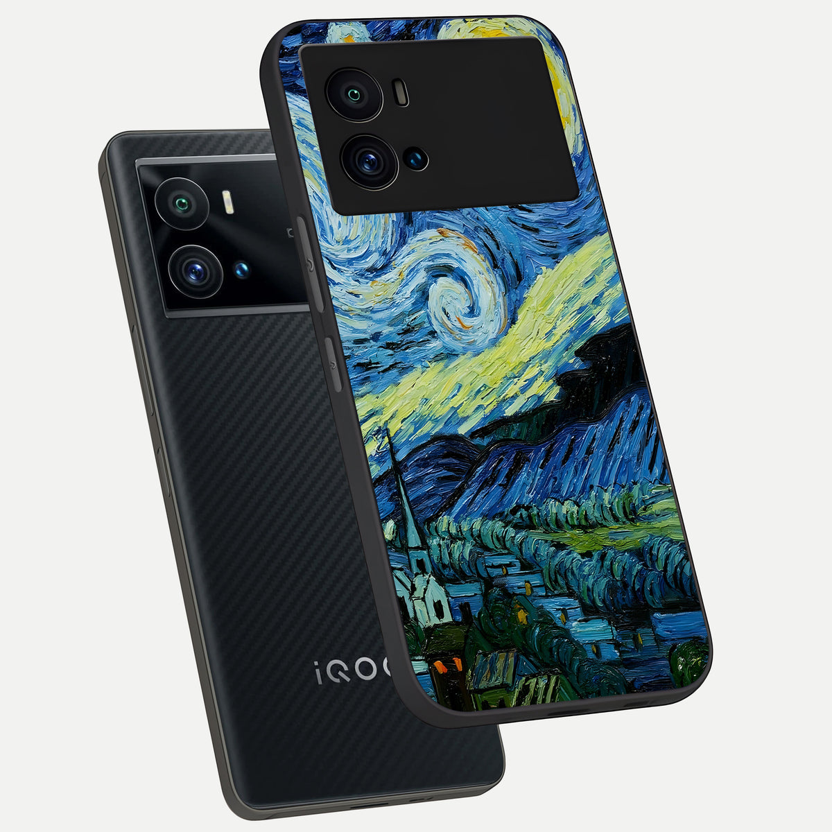  Inspired Van Gogh Art phone case For iQOO 9 Pro showing premium glass back cover with detailed artwork