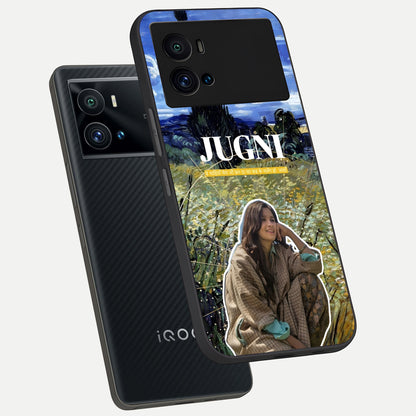  Jugni Soul Vibes phone case For iQOO 9 Pro showing premium glass back cover with detailed artwork